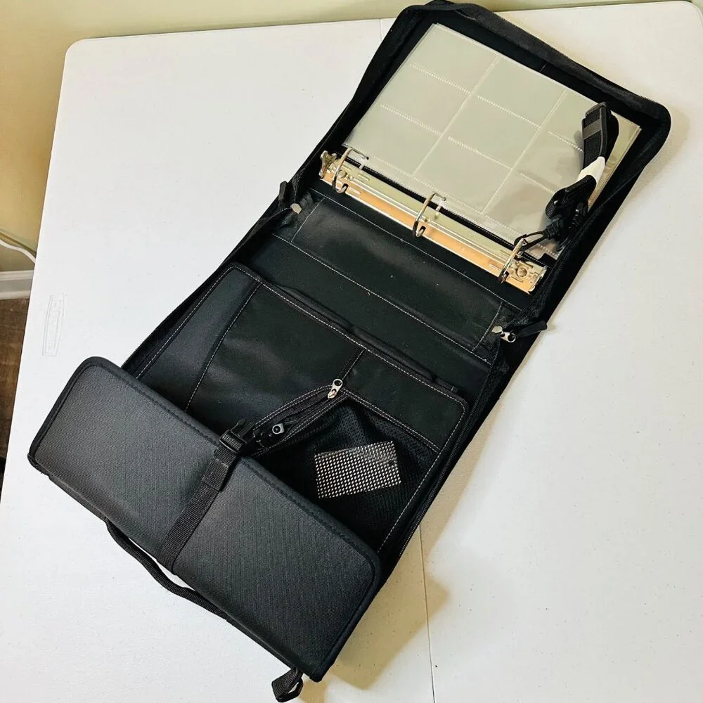 Black Staples 3-Ring D-Ring Zipper Binder Pockets Adjustable Strap